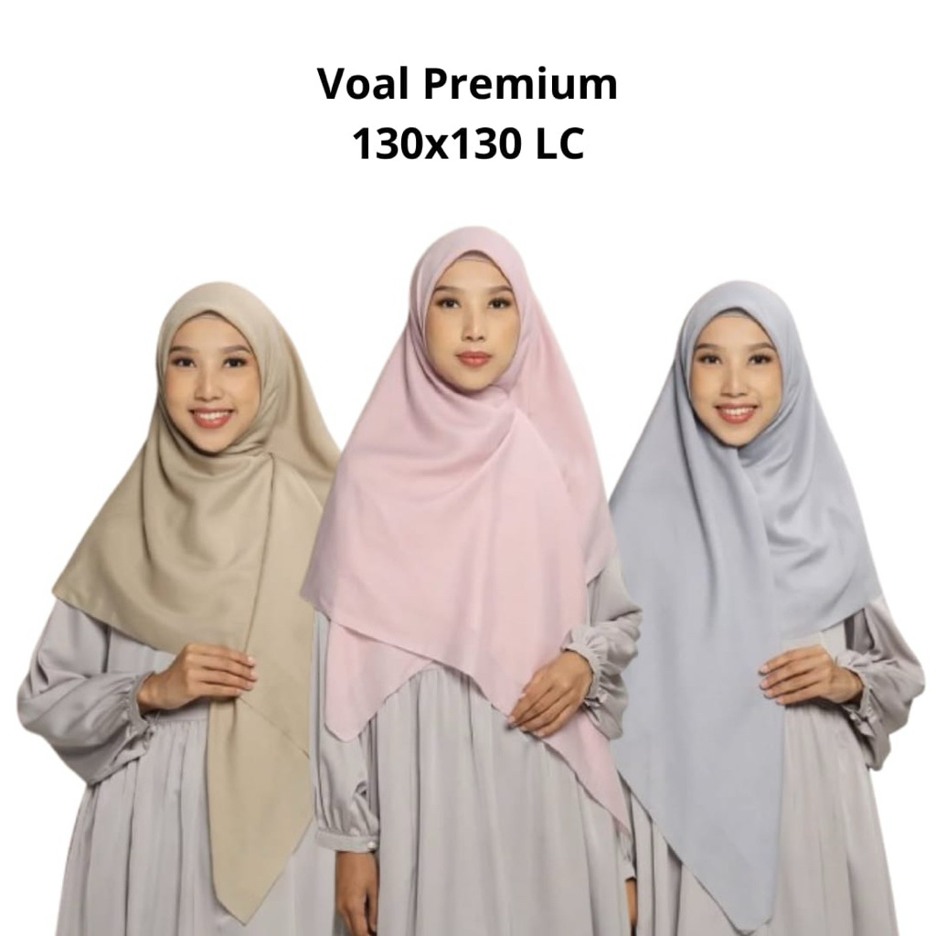 HIJAB SEGI EMPAT VOAL PREMIUM SYARI / Jilbab Segiempat Voal Syar'i Polos Laser Cut ukuran 130x 130