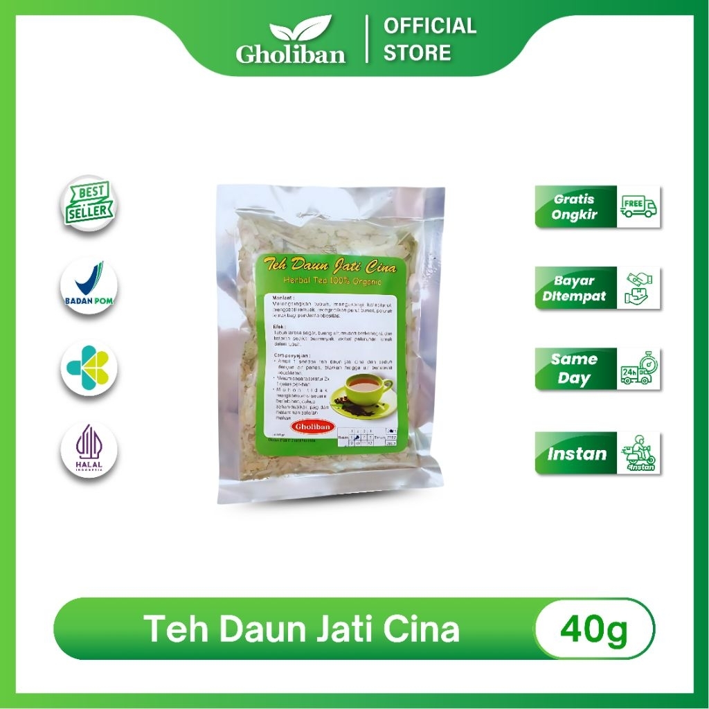 

Gholiban Teh Daun Jati Cina 40g Minuman Herbal Alami