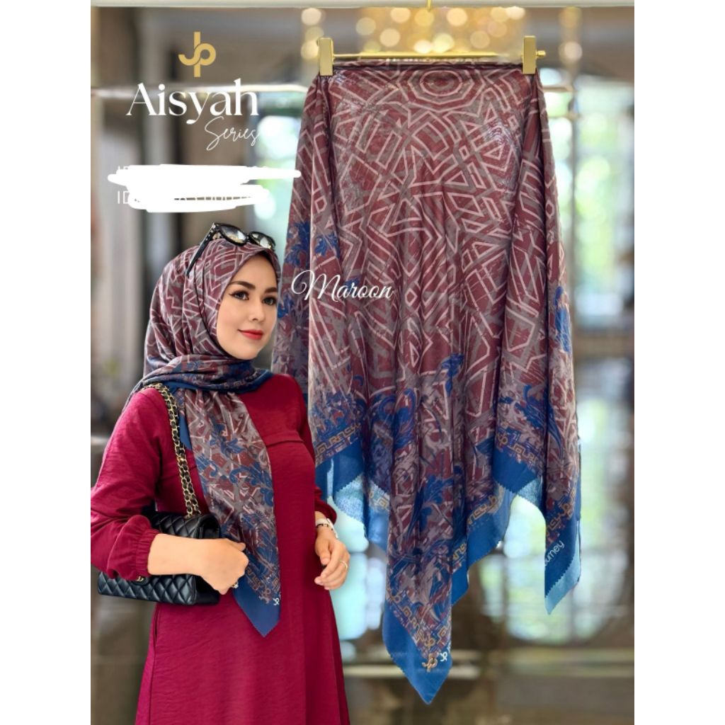 (KEMASAN POUCH) SEGIEMPAT JOURNEY AISYAH SERIES KW JILBAB VOAL MOTIF JOURNEY KW