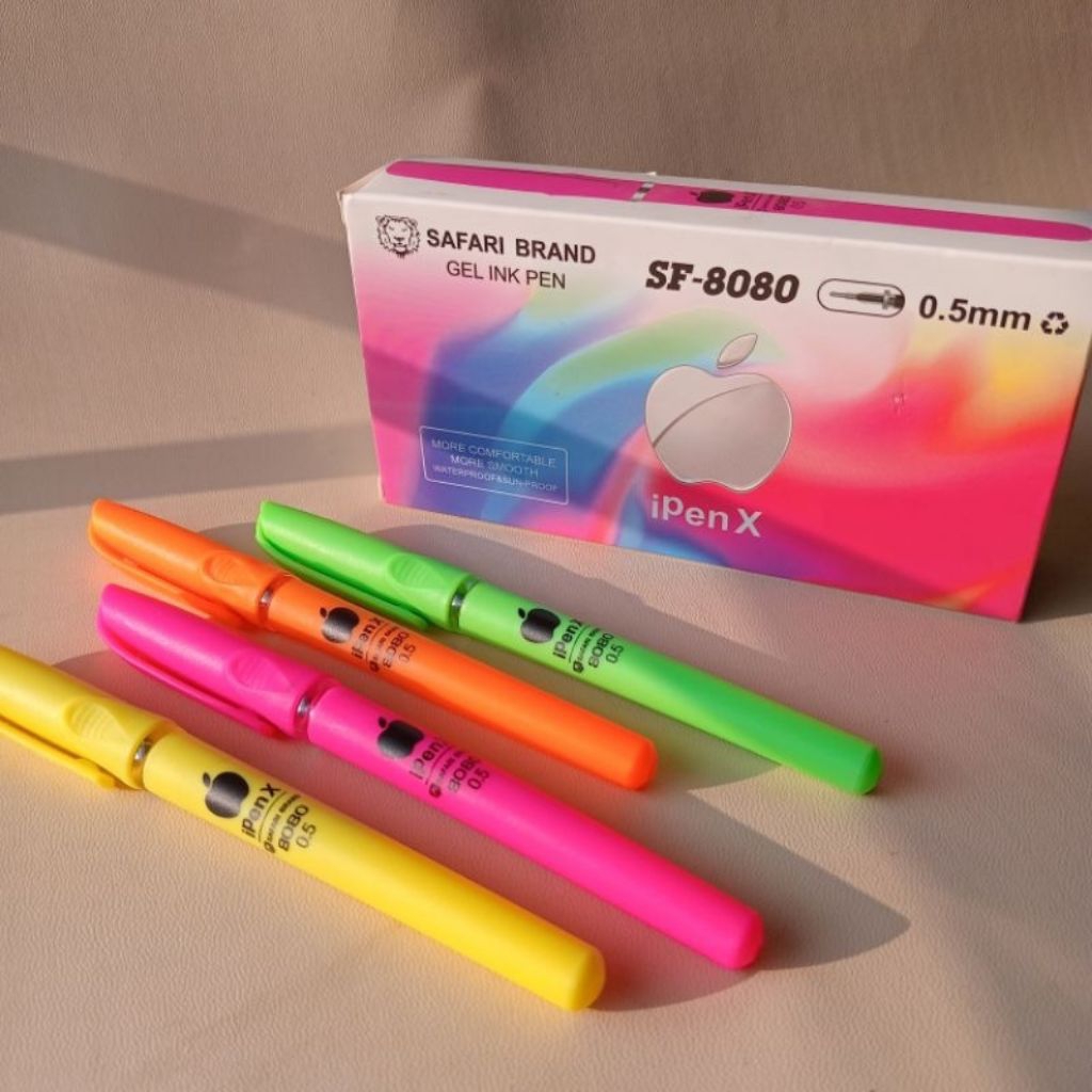 

12 PCS (1 PACK) BOLPEN / PULPEN GEL IPEN / BOLPEN GEL APEL SAFARI 0.5MM