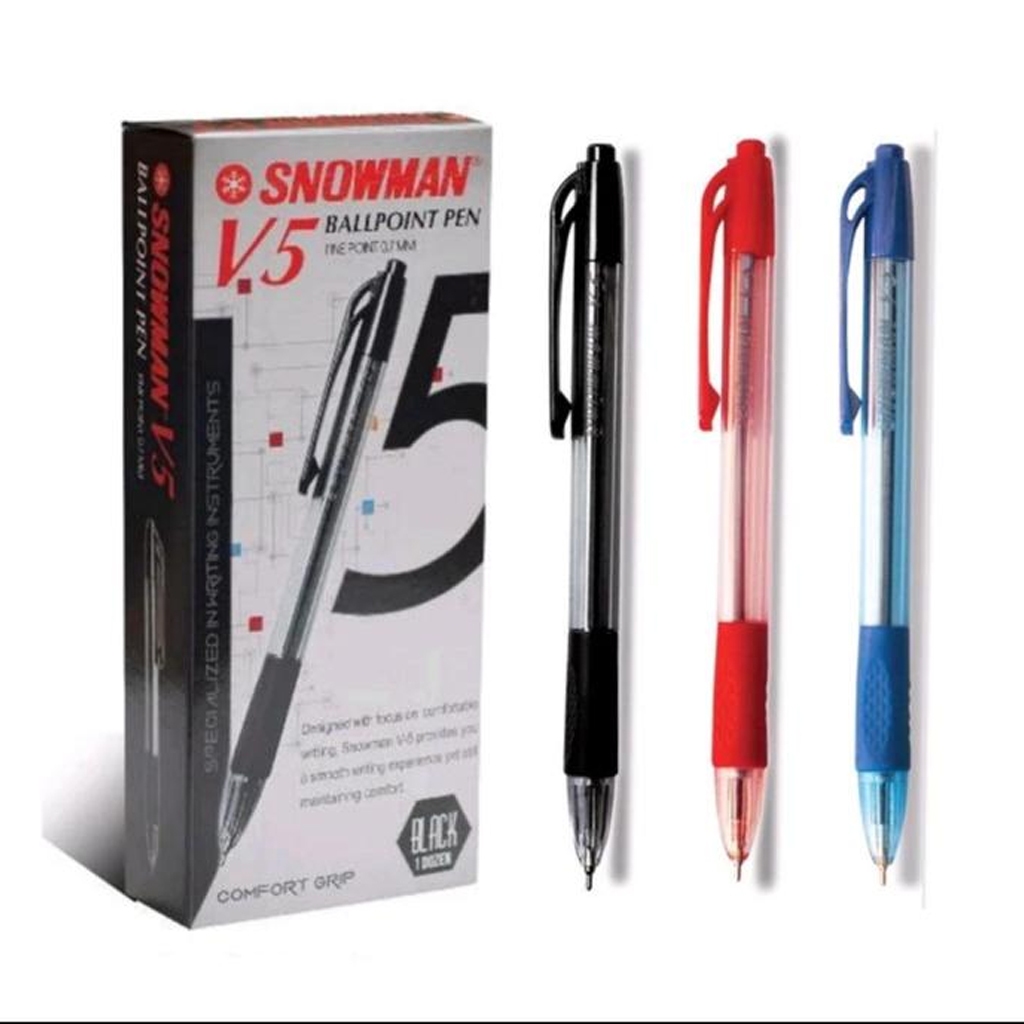

PULPEN | BALPEN SNOWMAN V5 0.5 PER LUSIN HITAM | BIRU | MERAH 1PACK
