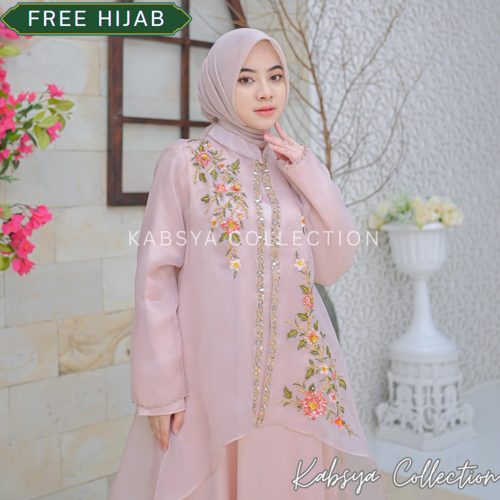 Instant COD Dress Gamis Organza Inner Dress Satin Velvet YASMIN / Baju Muslim Wanita Dress Organza /