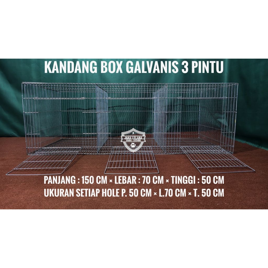 KANDANG P.150 CM L.70 CM T.50 CM KELINCI 3 PINTU HOLE KANDANG PEMBESARAN GALVANIS