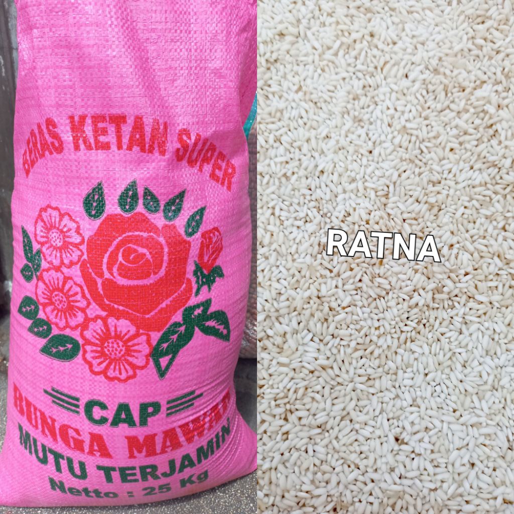 

Beras Ketan Putih Super TERMURAH 1 KG ( Cap MAWAR) Kemasan Repack
