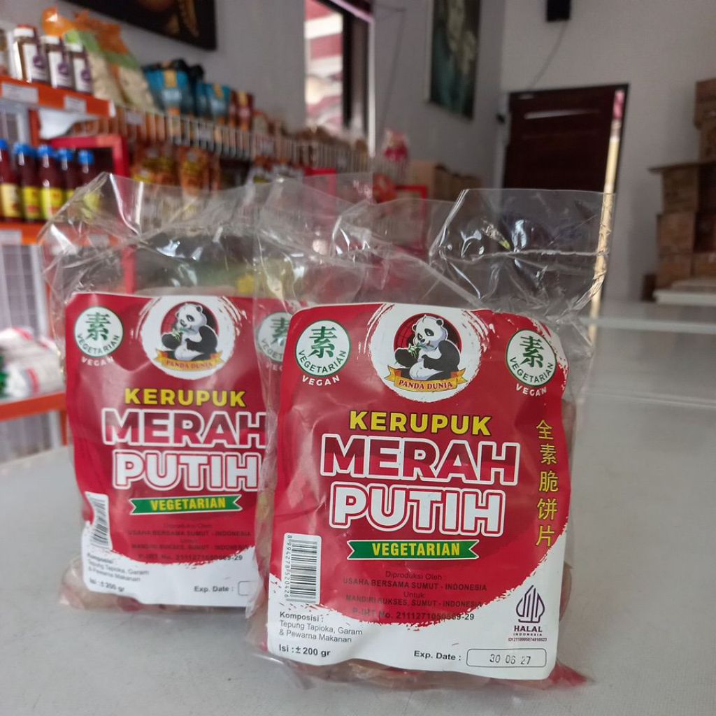 

Panda Dunia Krupuk Merah Putih Vegetarian 200g