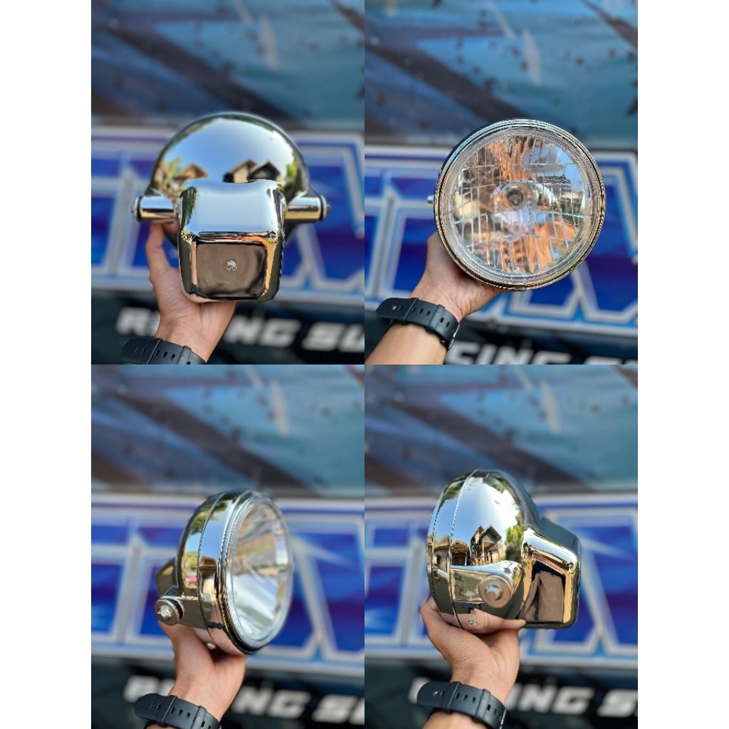 BATOK LAMPU NINJA R SS SET REFLEKTOR BLACBIRD DOBEL RING BESI, REFLEKTOR SET BATOK LAMPU DEPAN NINJA