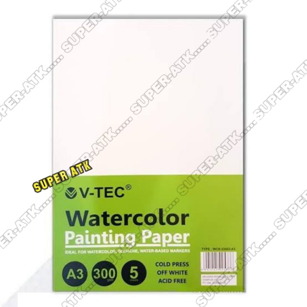 

KERTAS GAMBAR A3 WATERCOLOR V-TEC (ISI 5 LEMBAR)
