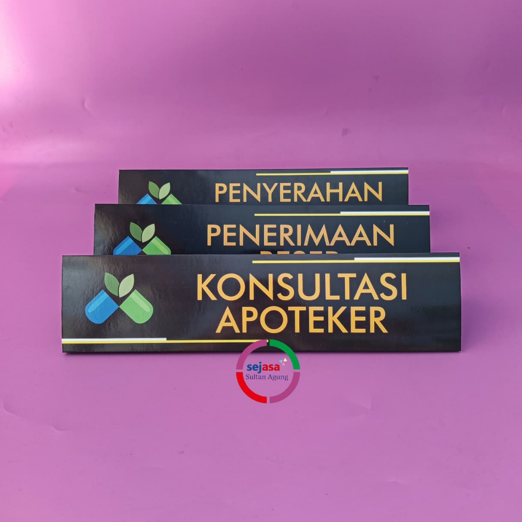 

Paket Papan Meja Farmasi | Papan Meja Penyerahan Obat | Penerimaan Resep | Konsultasi Apoteker