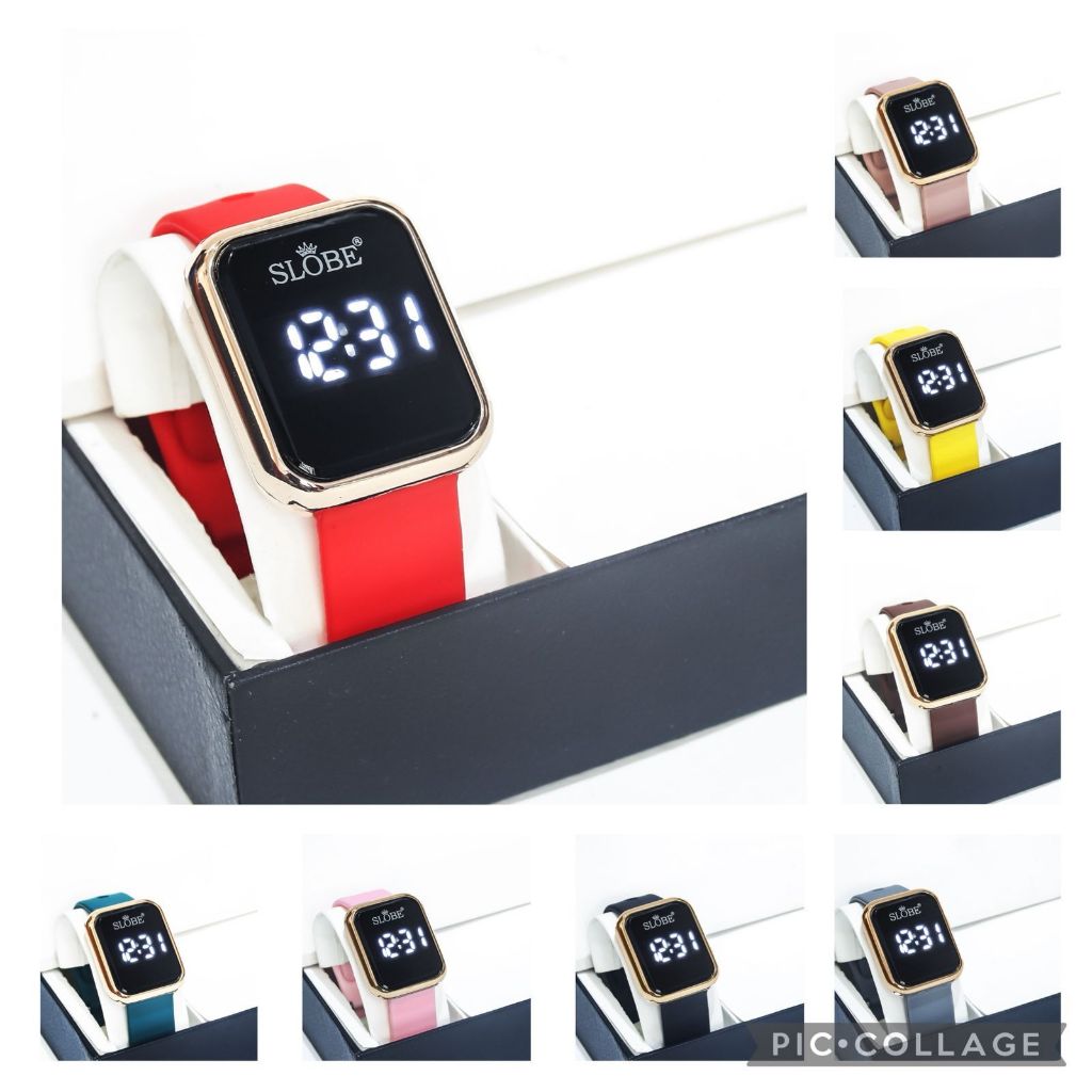 Jam Tangan Wanita LED Kotak Tanggal, Bulan, Detik Aktif Free Box & Batrai / Jam Tangan LED Wanita