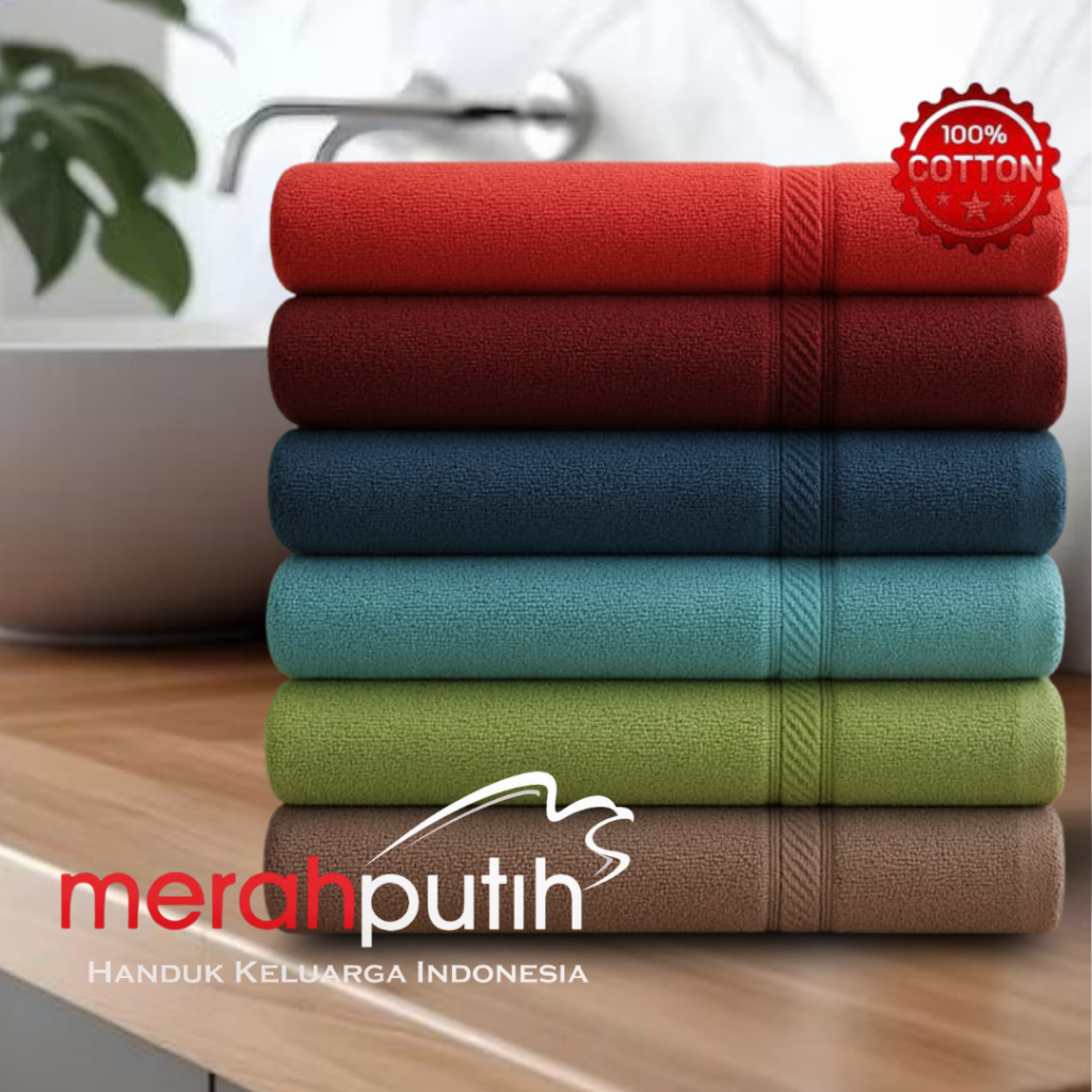 HANDUK ASLI/ORI MERAH PUTIH UK 50x100CM
