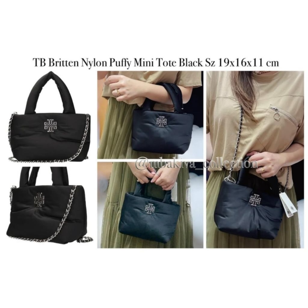 TB Britten Nylon Puffy Mini Tote Black