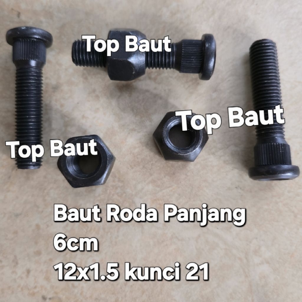 MINIMAL ORDER 10 PCS baut roda kijang panjang baut mur roda kijang super kapsul krista panjang 6cm b