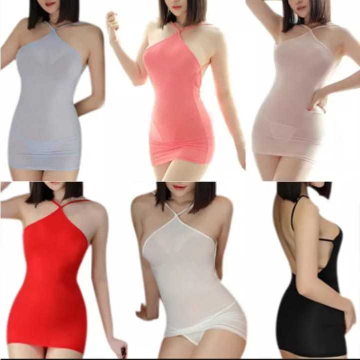 DRESS PENSIL//DRESS KETAT TALI LEHER//DRESS MINI WANITA TRANSPARAN//DRESS SEXY PUNGGUNG TERBUKA