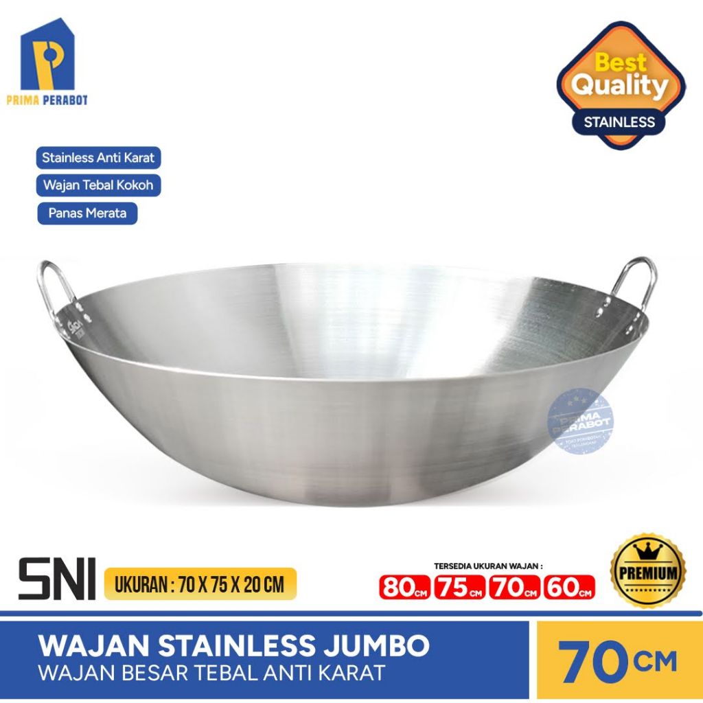 Wajan Catering Jumbo 70cm Wajan Masak Stainless Tebal