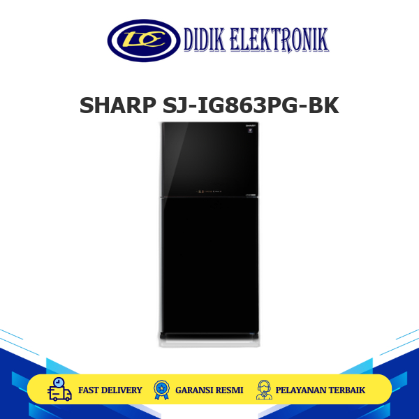 KULKAS SHARP Pintu Kaca SJ-IG863PG-BK Kulkas 2 Pintu 613 Liter Inverter Kapasitas Besar