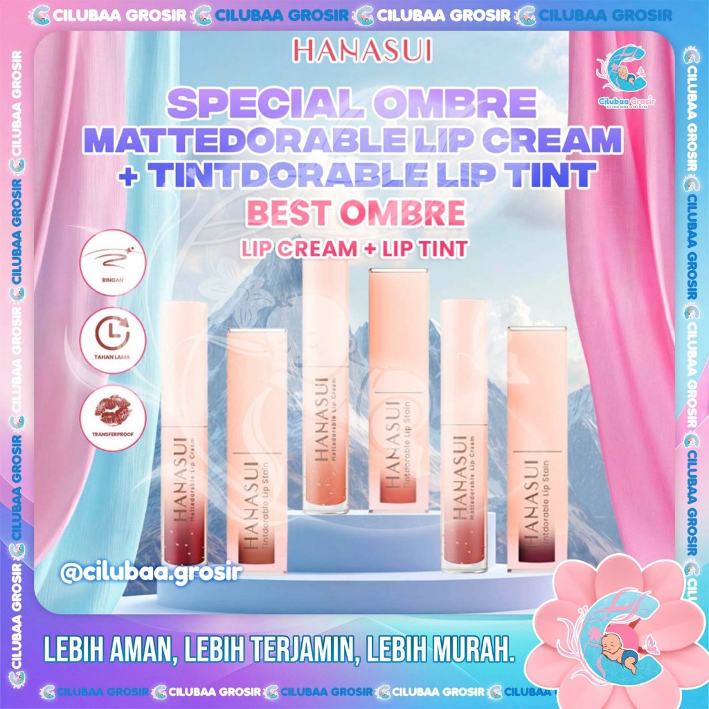 HANASUI Special Ombre Mattedorable Lipcream + Tintdorable Liptint || Velvet Matte Finish Melembabkan