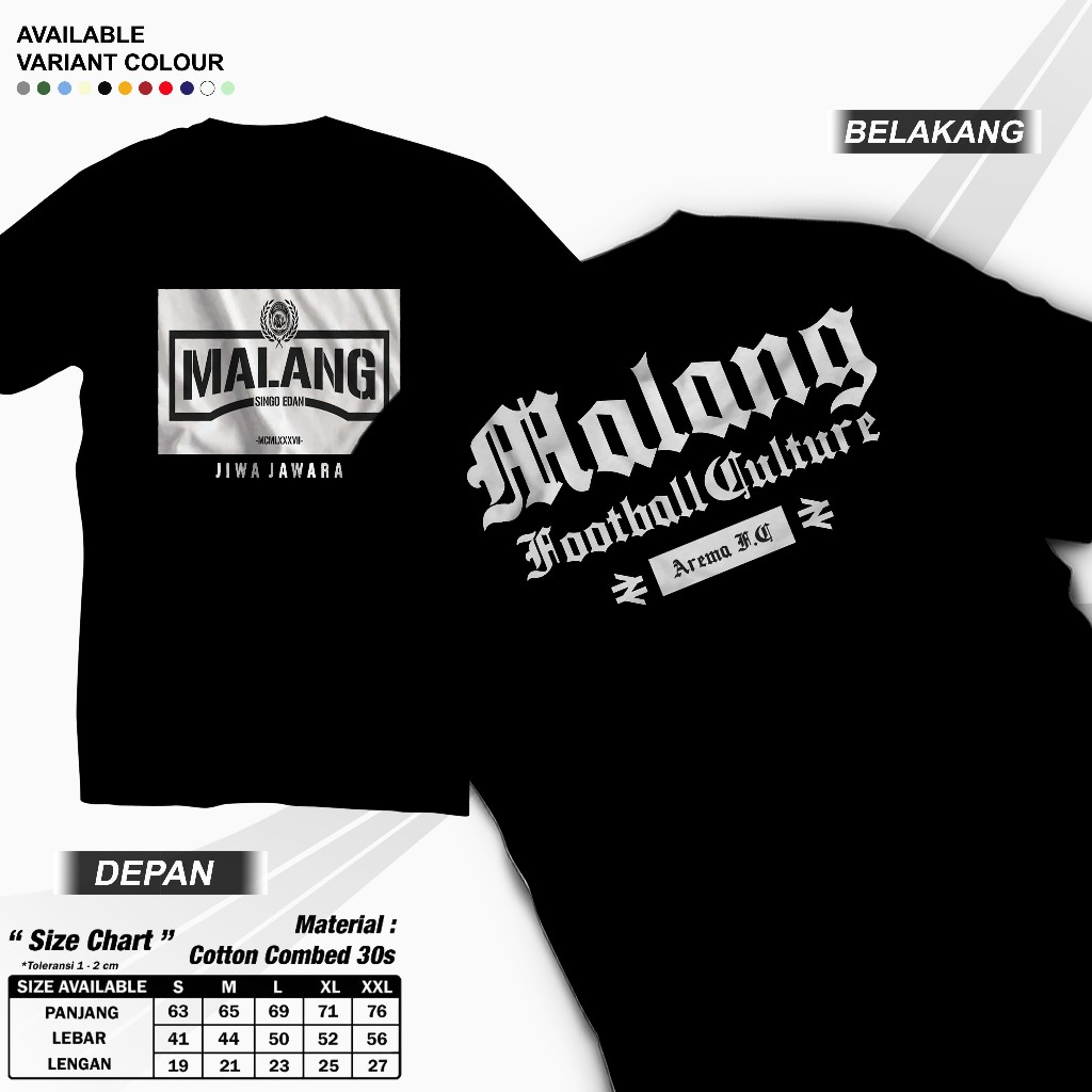Kaos Arema FC "Malang Football Culture" - Arema Malang/Kaos Supporter Arema/Kaos Fans Arema/Kaos Cas