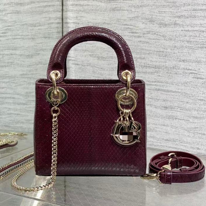 Pre Order Tas wanita Lady tiga gusset ukuran 17cm edisi eksklusif berbahan kulit ular asli motif uni