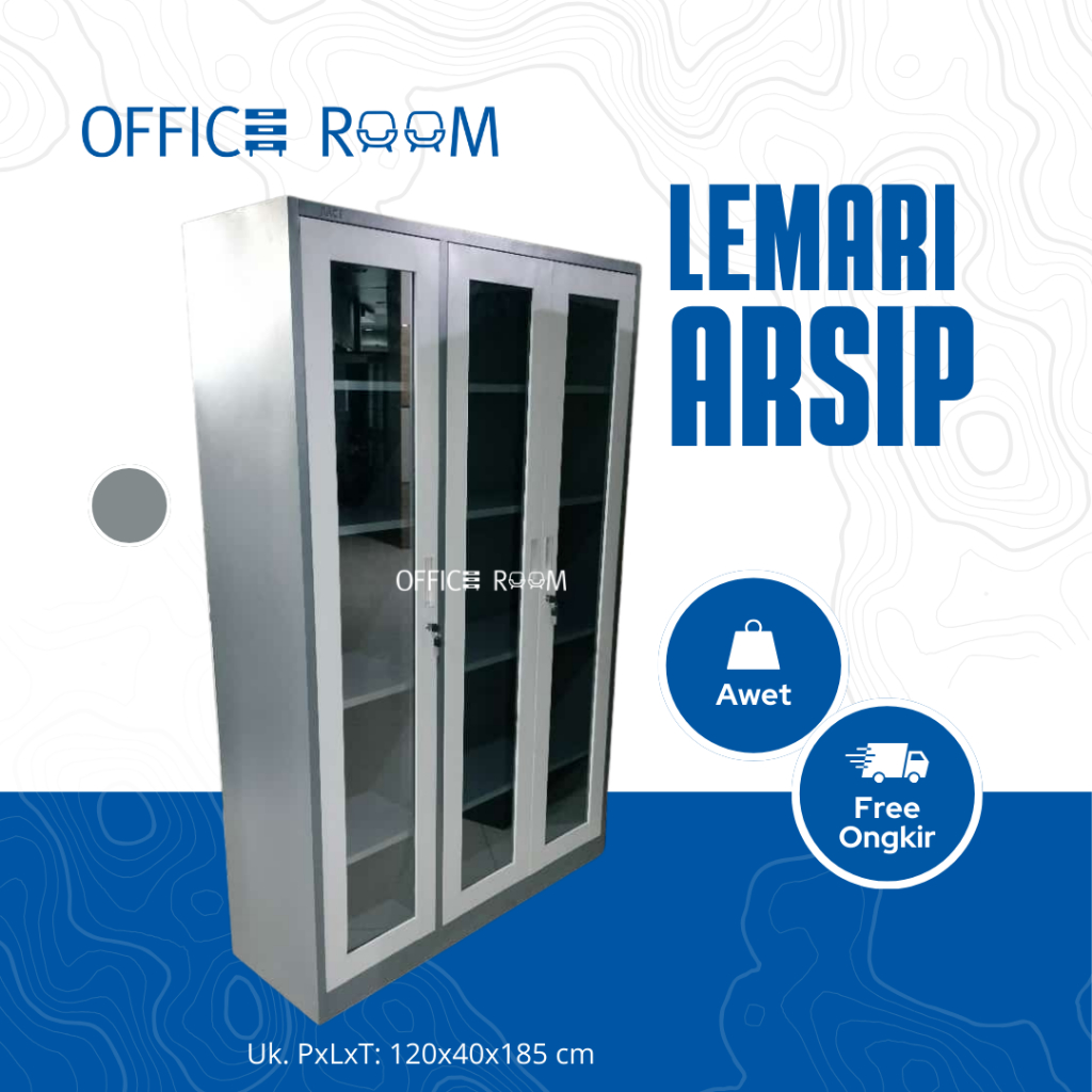 Lemari Arsip 3 Pintu Ayun Kaca