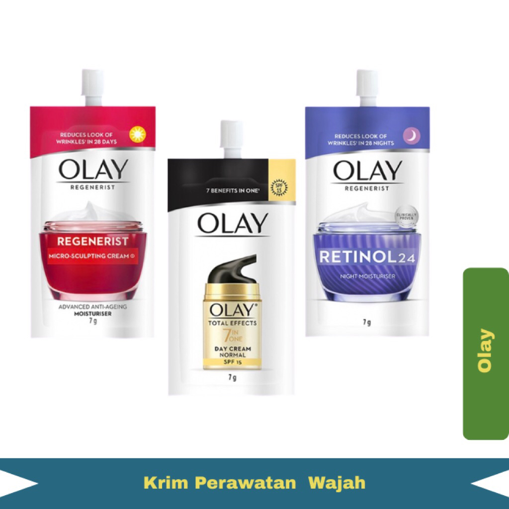 Olay Krim Wajah Siang dan Krim Malam Regenerist Retinol 24 Night Cream & Total Effects Day Cream 7gr