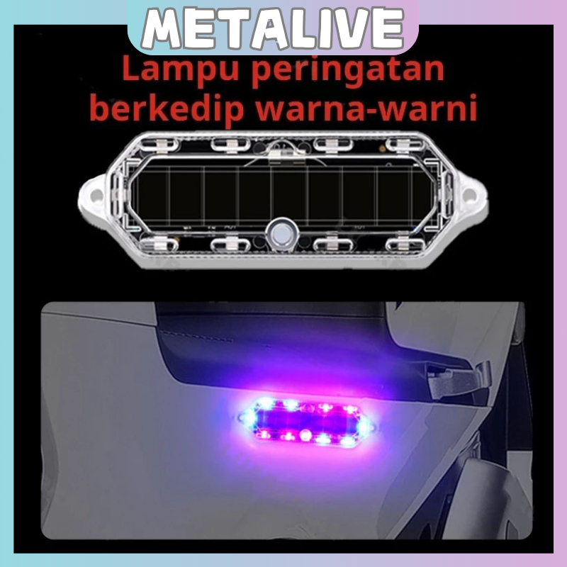 Solar Powered LED Lampu Pesawat Motor Mobil Mode Lampu peringatan COD Tenaga Surya Solar Lampu LED