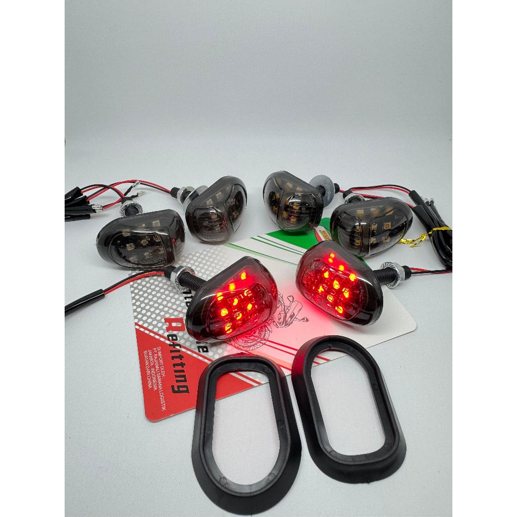 Sen tempel bulat oval D73 lampu sen tempel oval kura kura cocok untuk semua motor