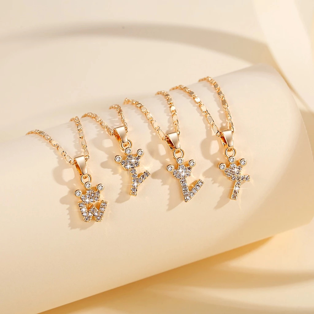 kalung emas anak liontin huruf