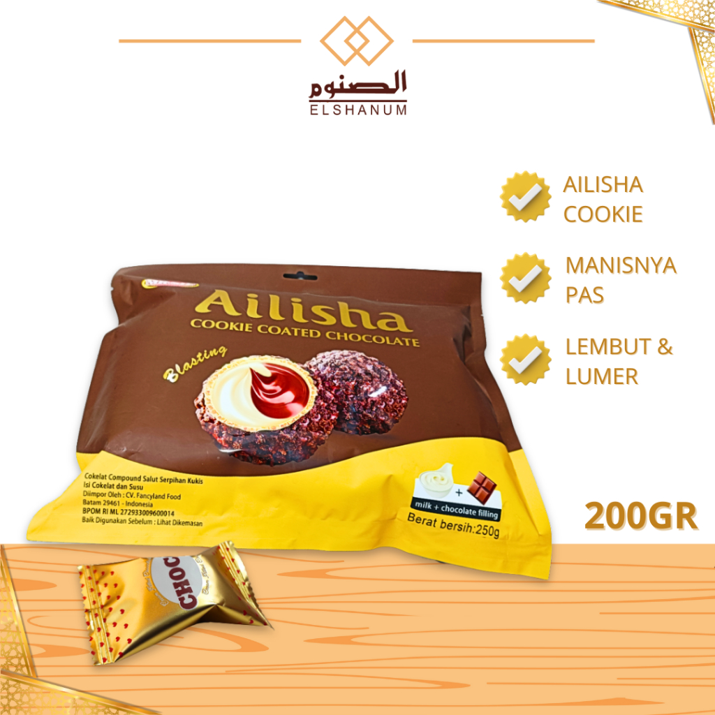 

Coklat Ailisha Cookie Coated Chocolate 200gr Premium Coklat Arab Oleh-Oleh Haji Dan Umroh, Shabani Store