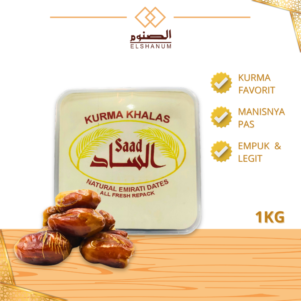 

Kurma Khalas Saad 1kg / Kurma Khalas Premium / Kurma Khalas 1 kg Asli 100% Original / ELSHANUM GRUP
