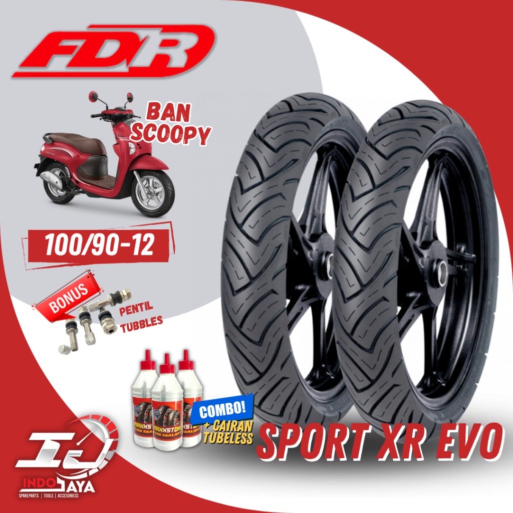 (READY COD) BAN LUAR FDR SPORT XR EVO ( 100/90-12 ) BAN SCOOPY / GENIO / VESPA TUBELESS / TUBLES