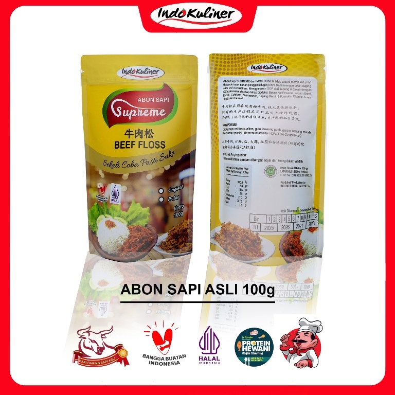 

3 Pcs - Indokuliner Abon Sapi Supreme Asli 100 Gram