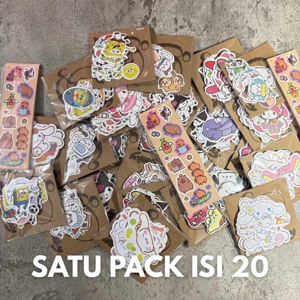 

[SATU PACK ISI 20]Stiker sanrio my melody, capybara, shincan, cinnamoroll, kuromi