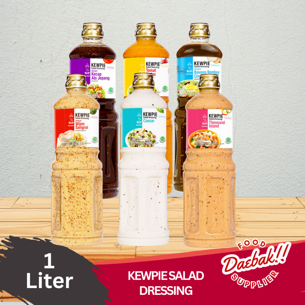 

Kewpie Salad Dressing / Saus Siram Halal 1 liter / Thousand island / wijen sangrai / caesar / tomat pedas / kecap ala jepang