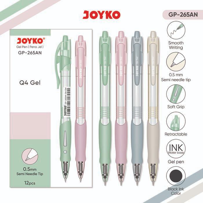 

JOYKO Pulpen Gel 1 Pack GP-265AN Q4 Gel 0.5mm Isi 12 Pcs