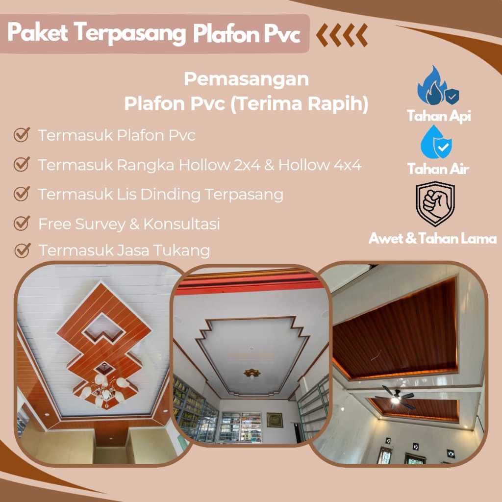 Pasang Plafon PVC + Material Plafon PVC Terpasang