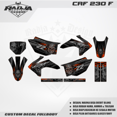 DECAL CRF 230 F FULLBODY (001) DEKAL STIKER 230F HITAM MERAH KUNING HIJAU BIRU GOLD PINK ORANGE ABU 