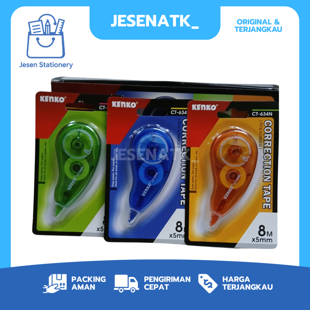 

Kenko Tip Ex Roller CT 634 N Tipe X Correction Tape Roll Tipex Kertas 8 Meter x 5 Mm