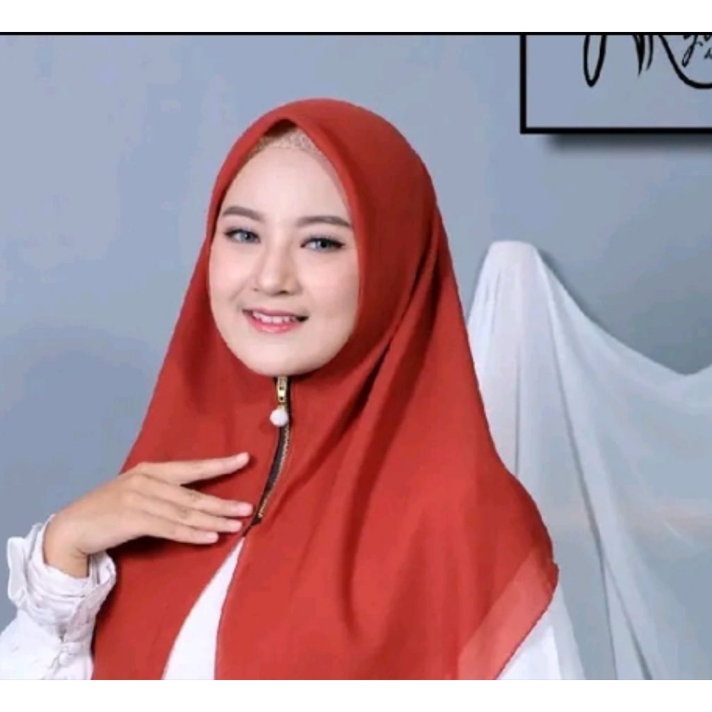 Hijab Zipper Instan Segi Empat Pollycoton