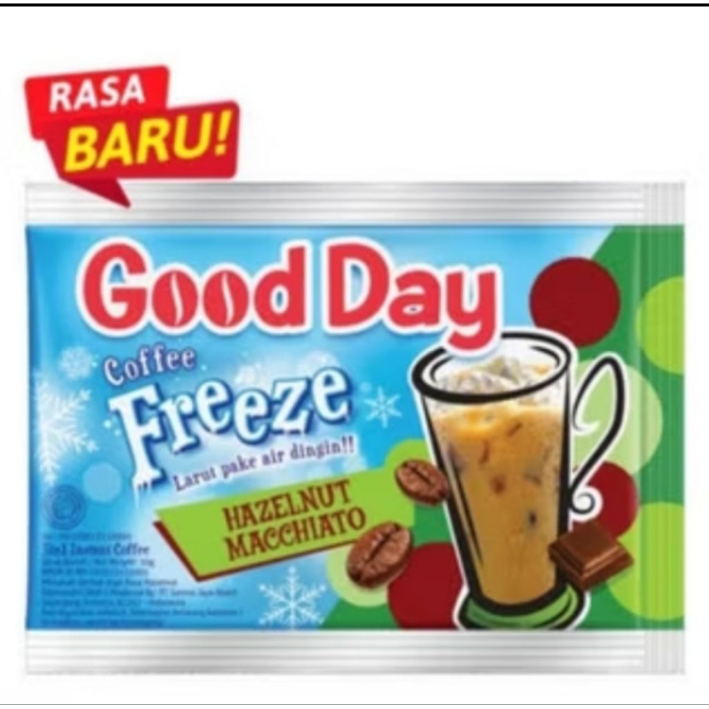 

Good day freeze HAZELNUT MACCHIATO kopi instan 3 in 1, 1renceng 10 sachet 30gr