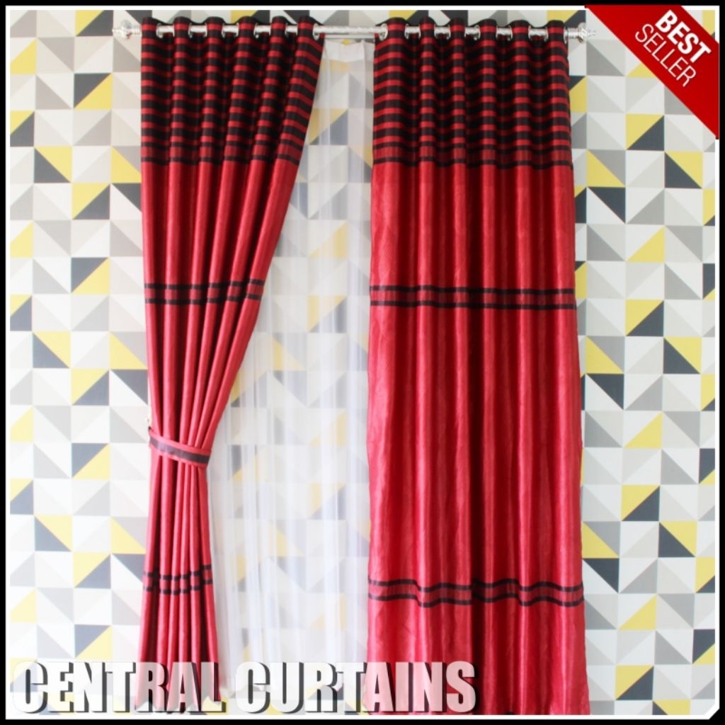 Gorden Hordeng Jendela Pintu Ruangan Kamar Tamu Bahan Kain Blackout Model Poni Rumbai