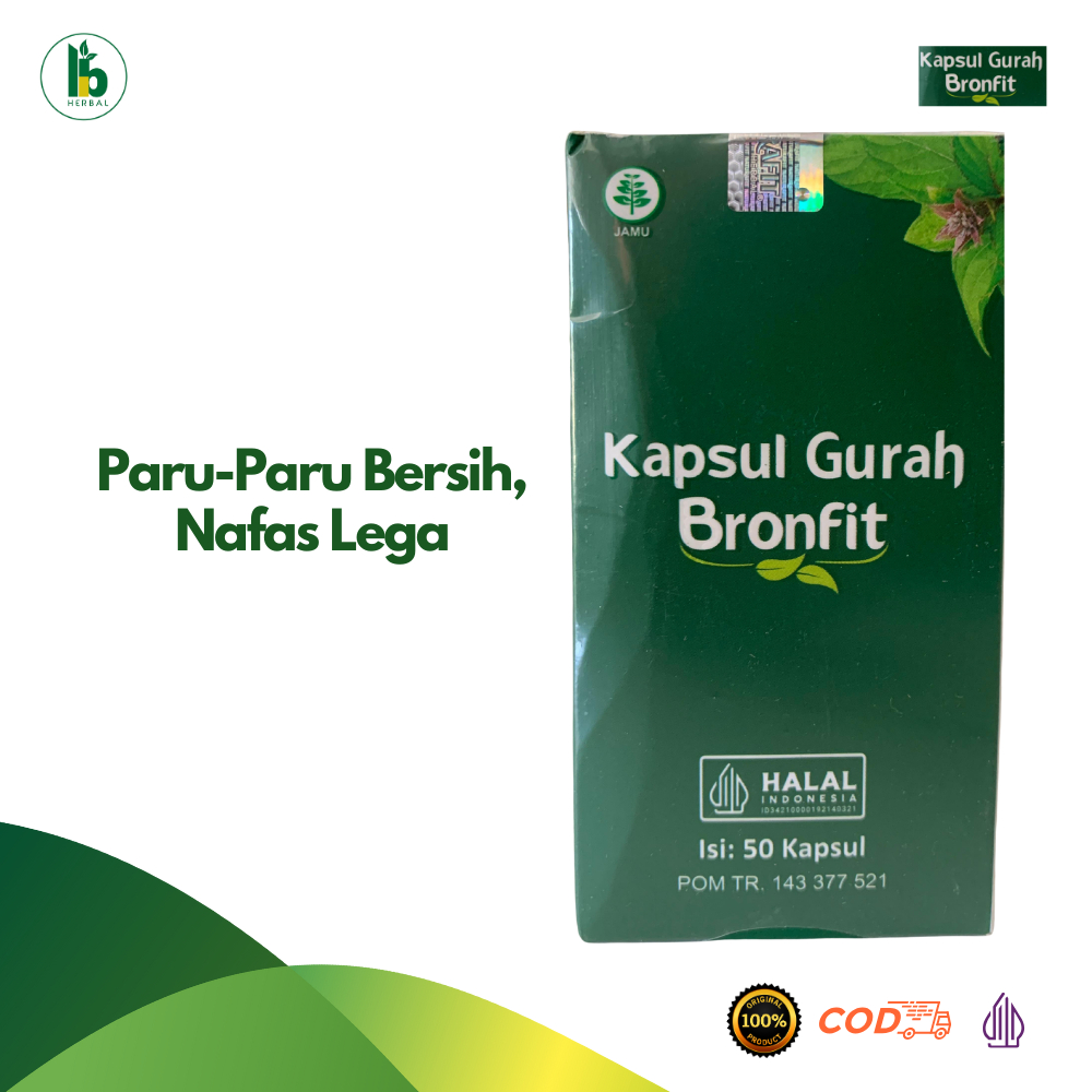 Kapsul Gurah Naturafit Bronfit Original 50 Kapsul Untuk Asma Flu Batuk Tenggorokan Berlendir / Bronf