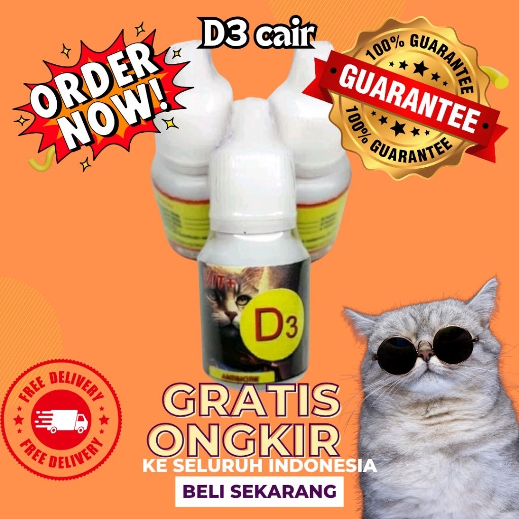 D3 kucing Antibiotik Kucing Obat Luka Demam Lumpuh kucing Anjing Kelinci Burung