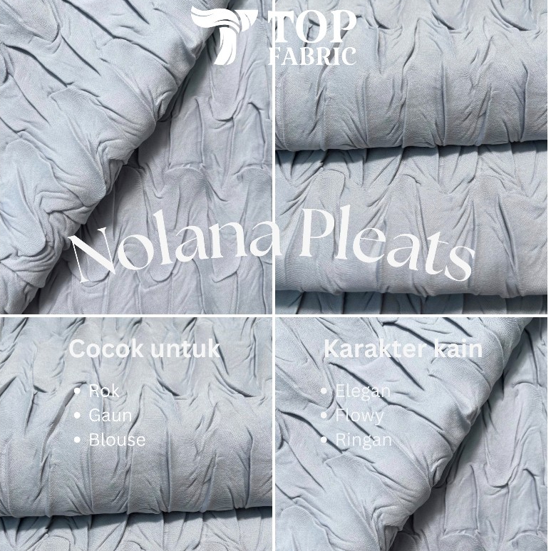 Kain Nolana Pleats Kain Pleats Ringan Flowy Gaun Rok Blouse Elegan 0.5 Meter