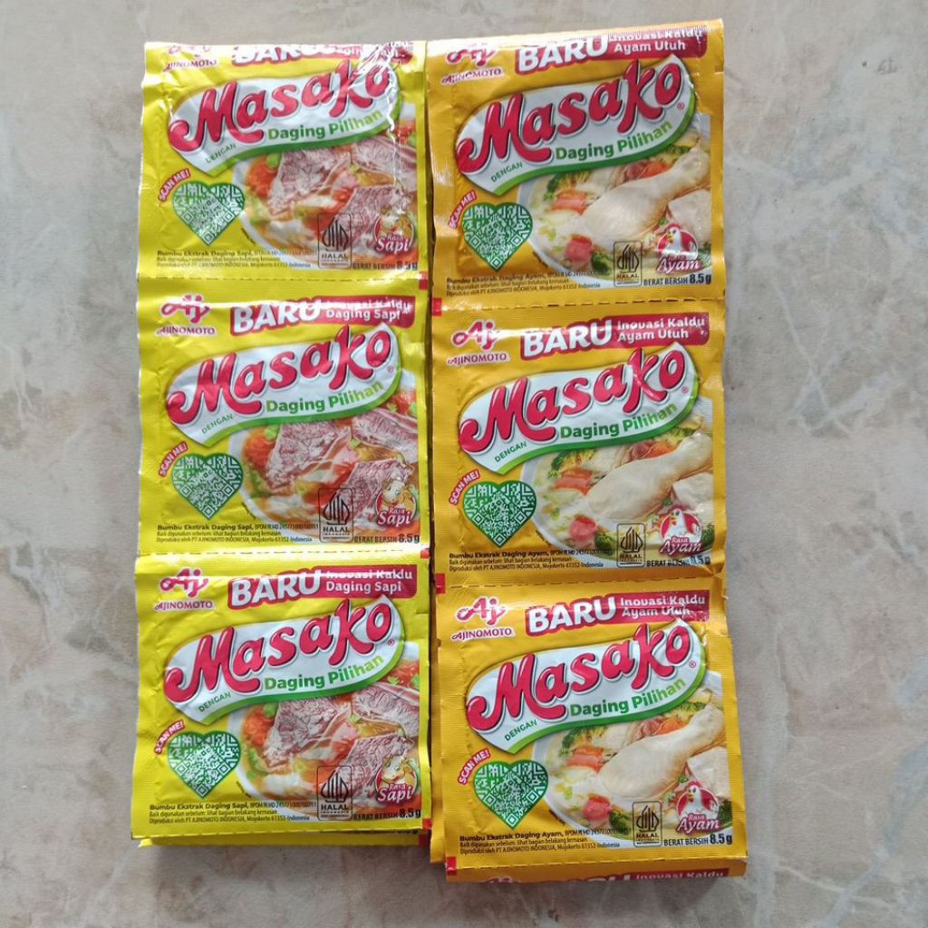 

BUMBU PENYEDAP MASAKO AYAM/SAPI (1 renteng isi 12 bks)