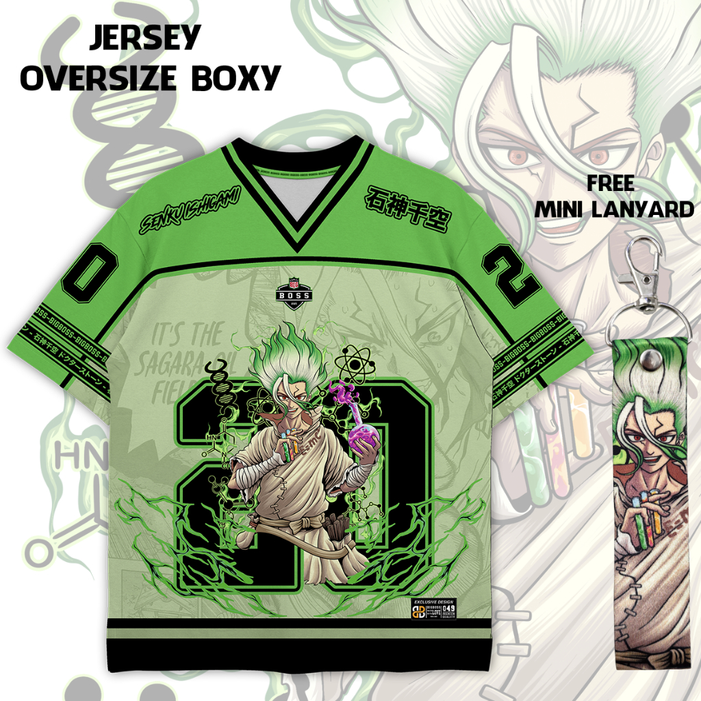 (Gratis Lanyard, Stiker) BIGBOSS Baju Jersey Anime Dr. Stone Unisex Oversize Boxy 049 Ligth Dr.Stone