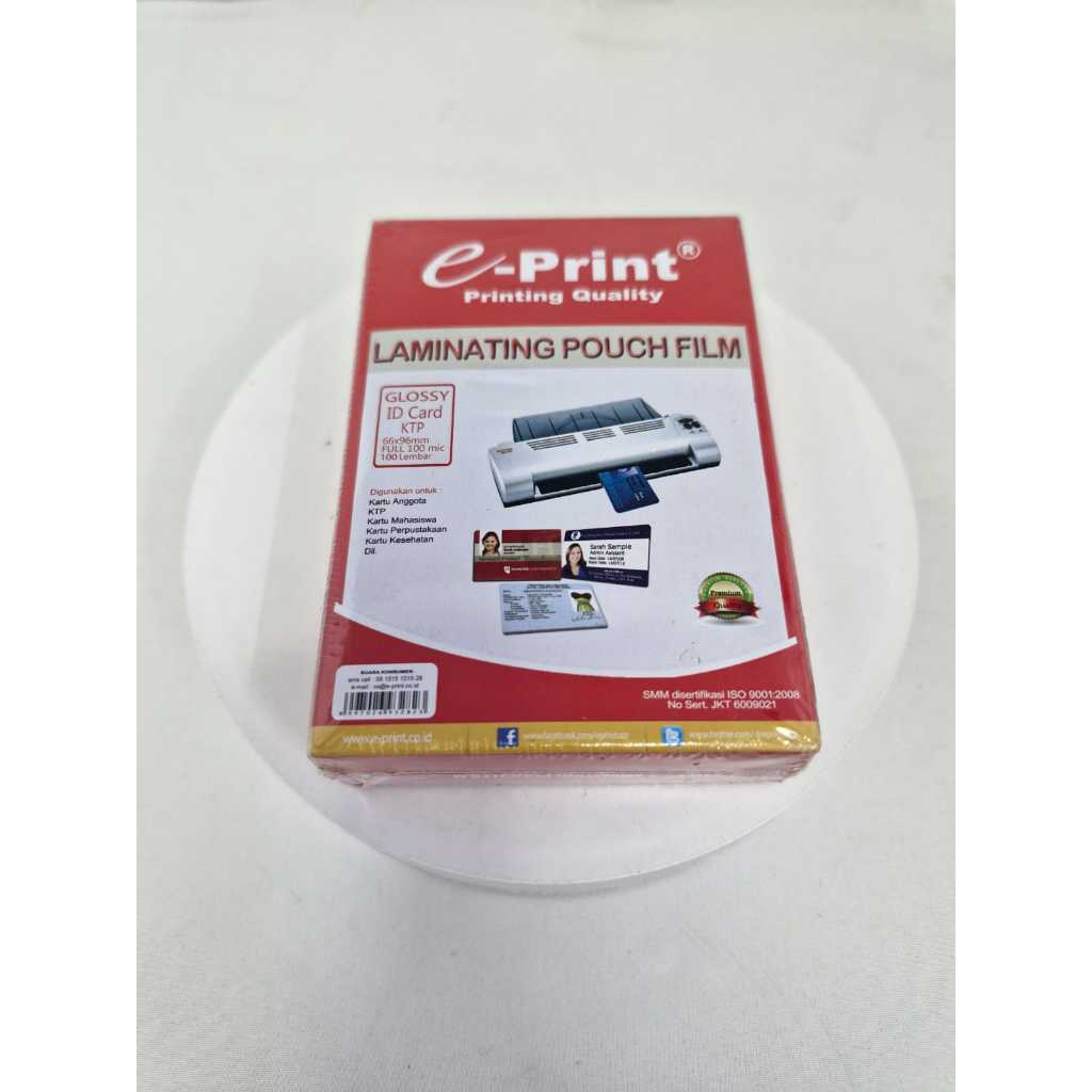 

Laminating KTP e-Print POUCH 100 Micron isi 100 Lembar / Laminasi ID Card 100 Sheet