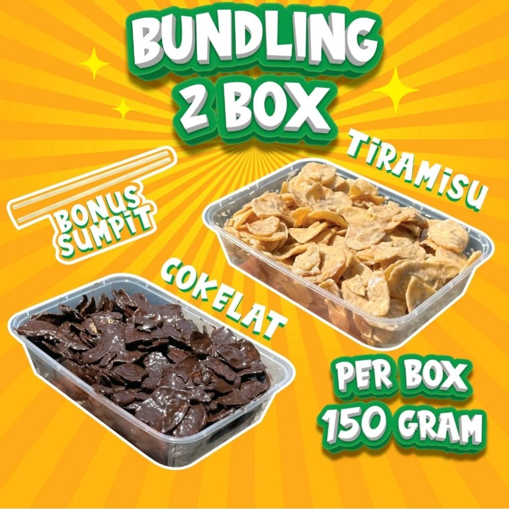 

PAKET BUNDLING 2 KERIPIK PISANG LUMER [COKLAT & TITAMISU] 300 GRAM by BANANINA