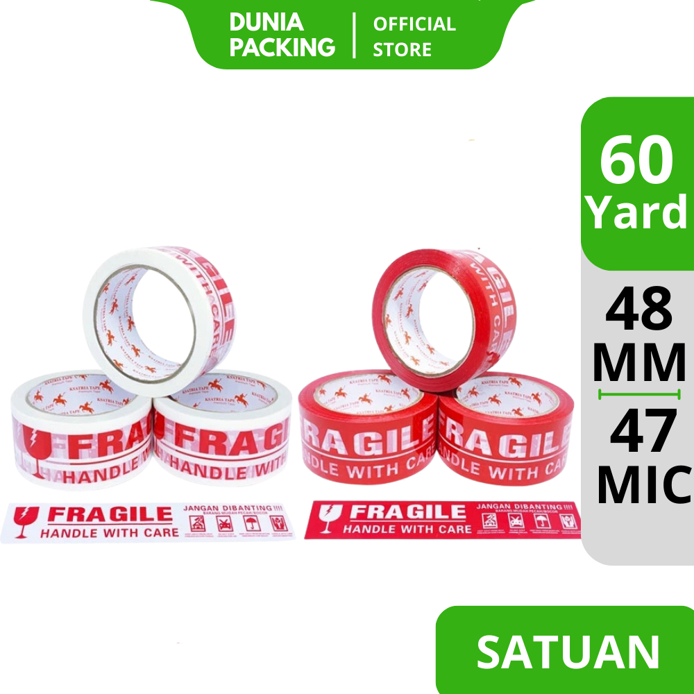 

[TERMURAH] Lakban OPP Tape / Lakban Fragile Merah Putih Dunia Packing 60 Yard -COD