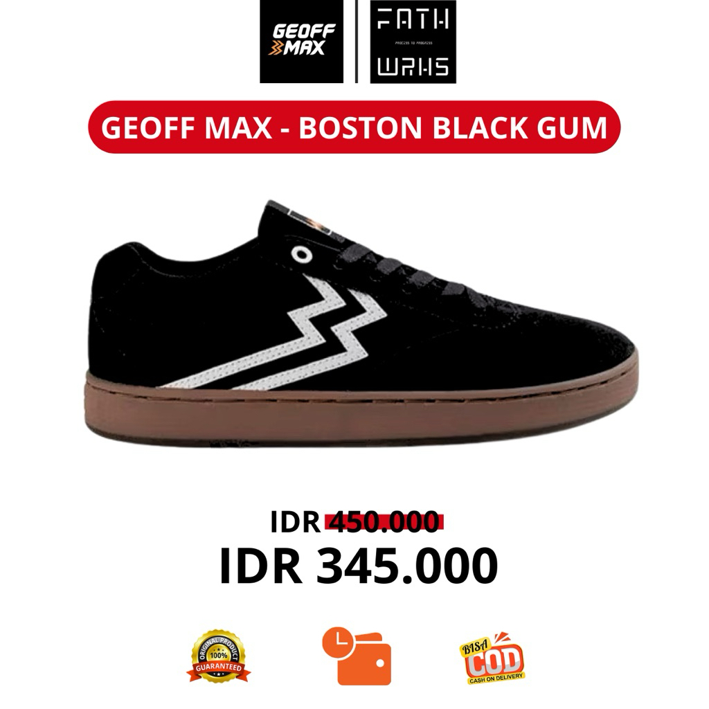 Geoff Max Offial - Boston Black Gum 100% Original | Sepatu Pria | Sepatu Wanita | Sepatu Unisex