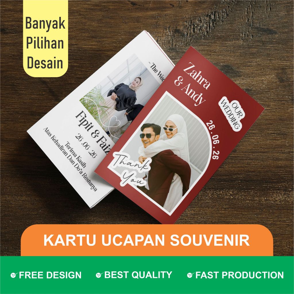 Kartu Souvenir pake foto, kartu ucapan terimakasih souvenir, Kartu Hamper custom, wedding card 087